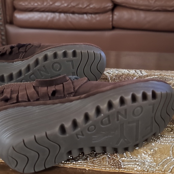 Fly London Fringed Brown Ankle Boots - Picture 2 of 4